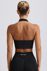 Define Luxe Halterneck Sports Bra in Jet Black
