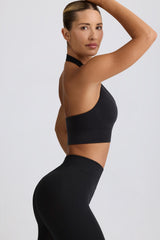 Define Luxe Halterneck Sports Bra in Jet Black