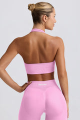 Define Luxe Halterneck Sports Bra in Rose
