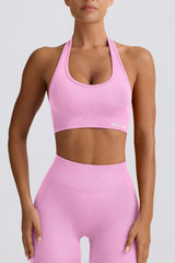 Define Luxe Halterneck Sports Bra in Rose