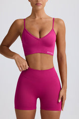 Define Luxe V-Neck Sports Bra in Berry
