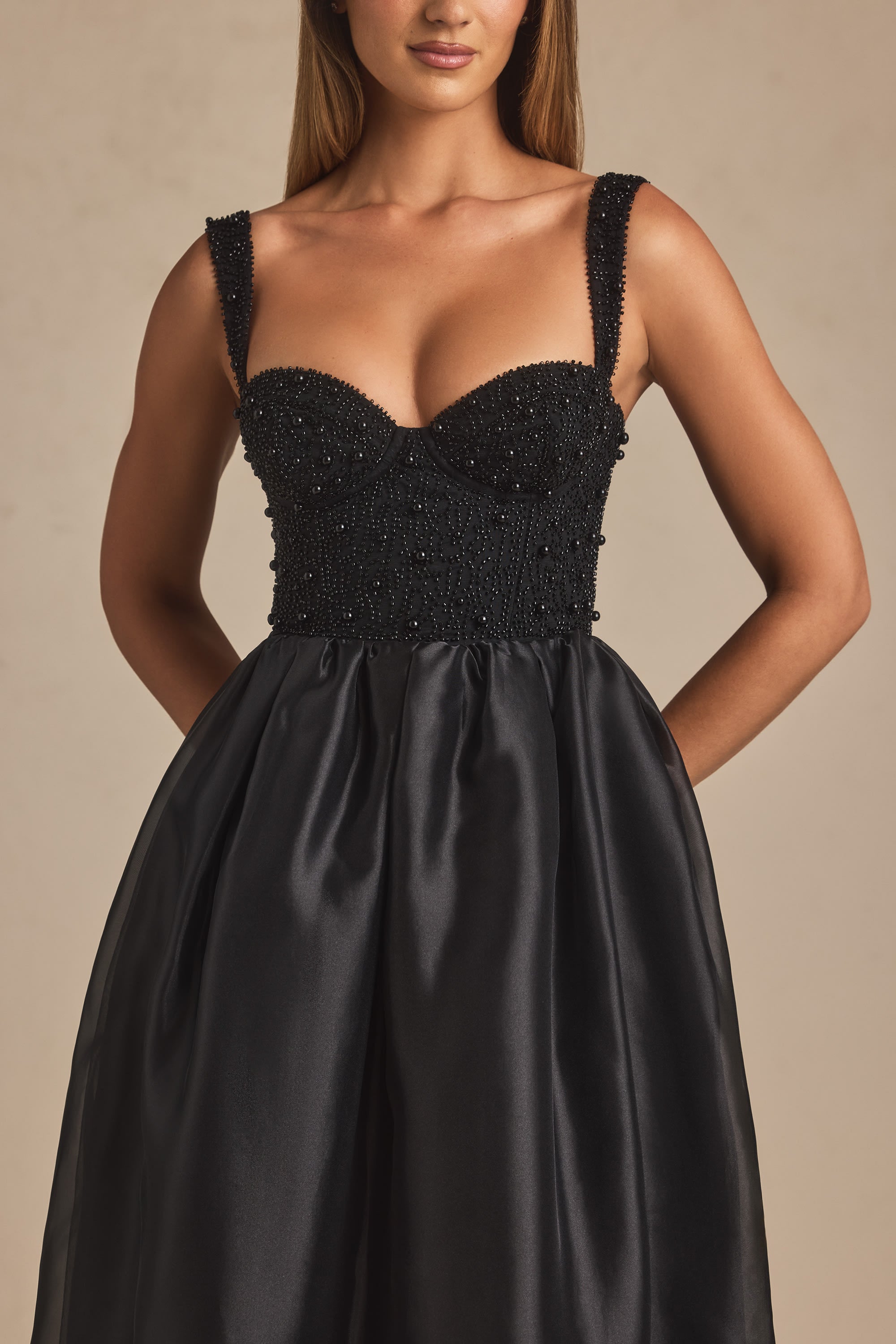 Embellished Corset Gown in Black