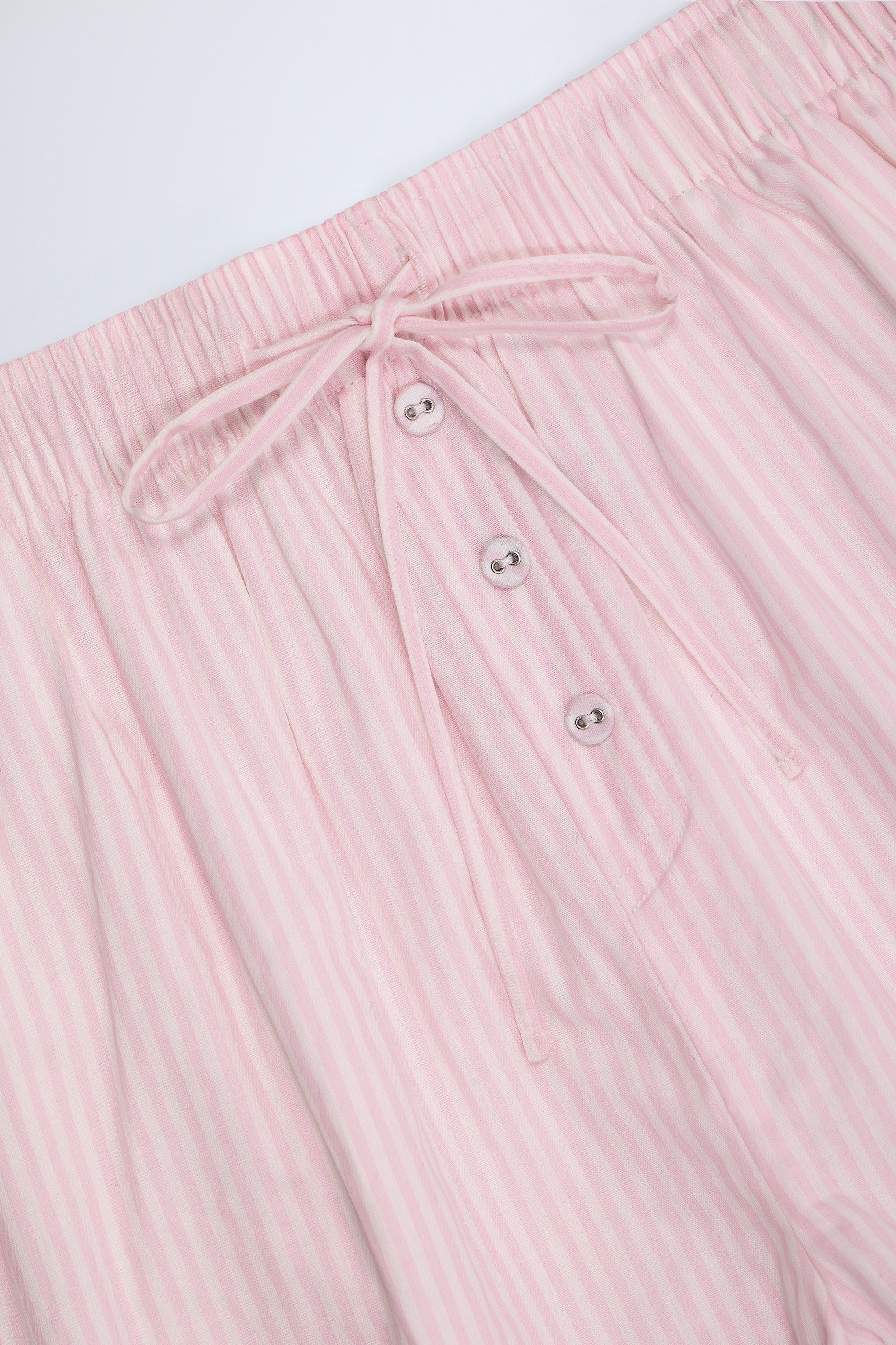 Tie-Front Cotton-Poplin Shorts in Pink & White Stripe