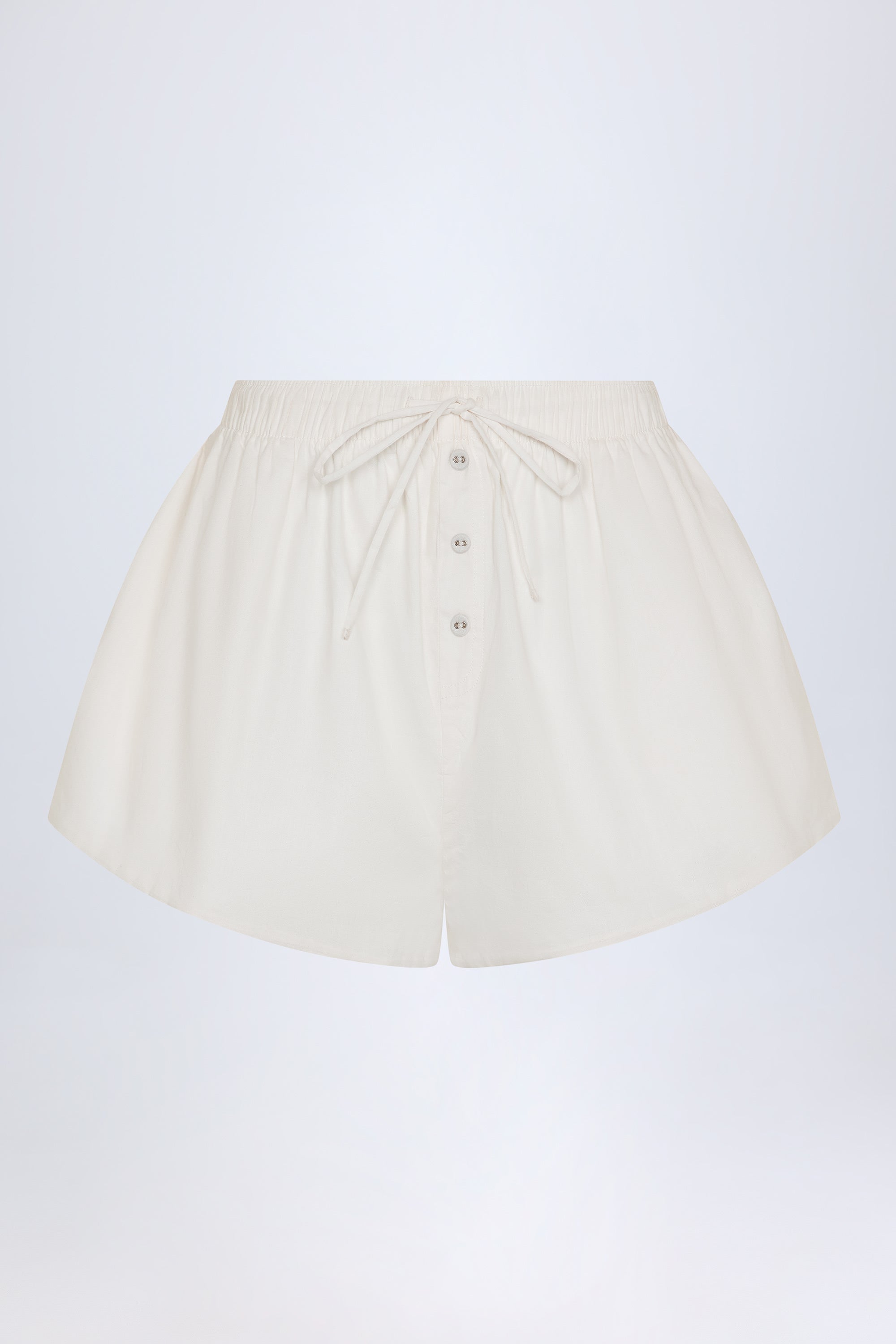Tie-Front Cotton-Poplin Shorts in White
