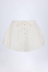 Tie-Front Cotton-Poplin Shorts in White