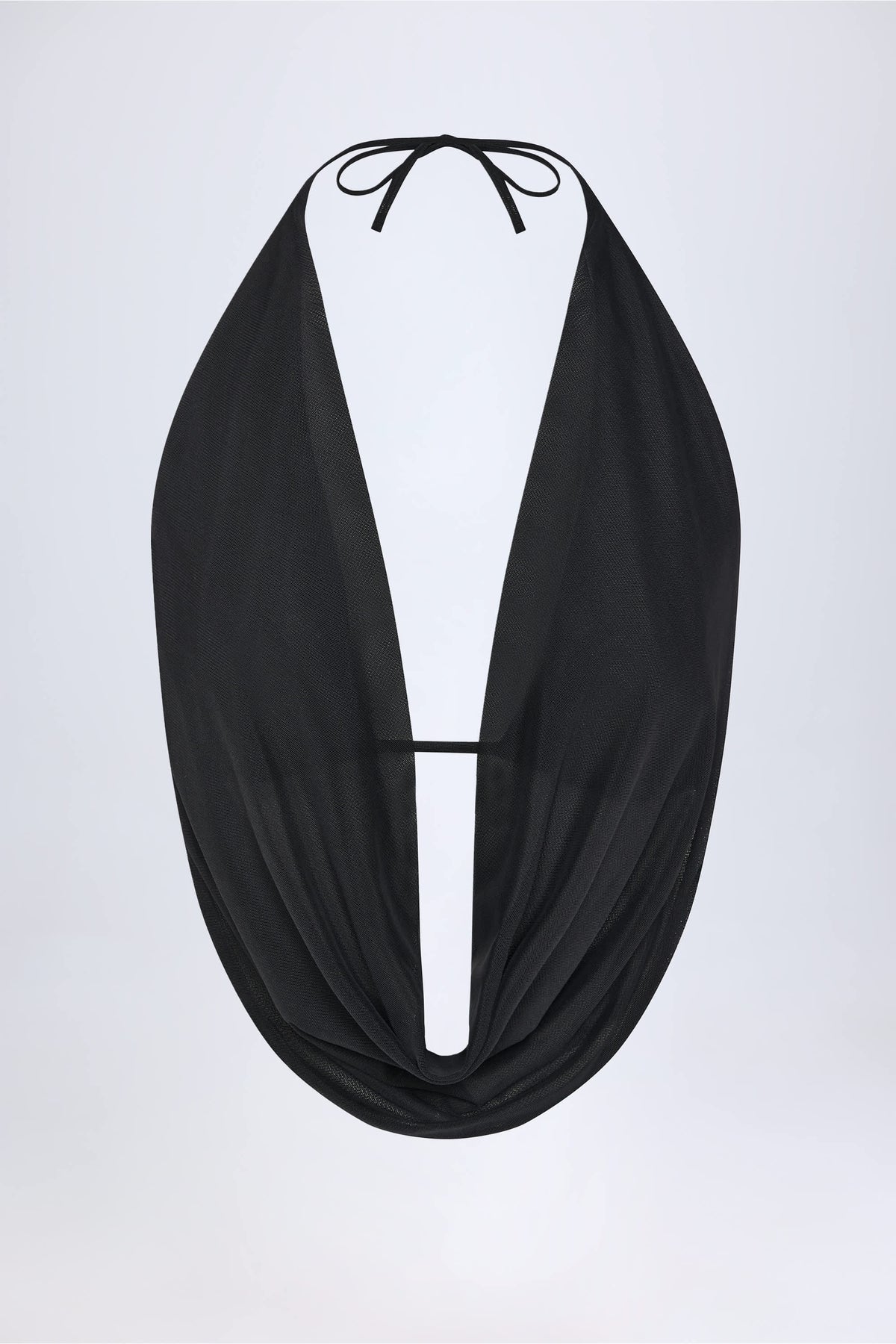 Cowl-Neck Backless Crop Top in Black