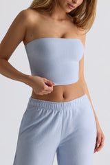 Brushed Jersey Bandeau Top in Soft Blue