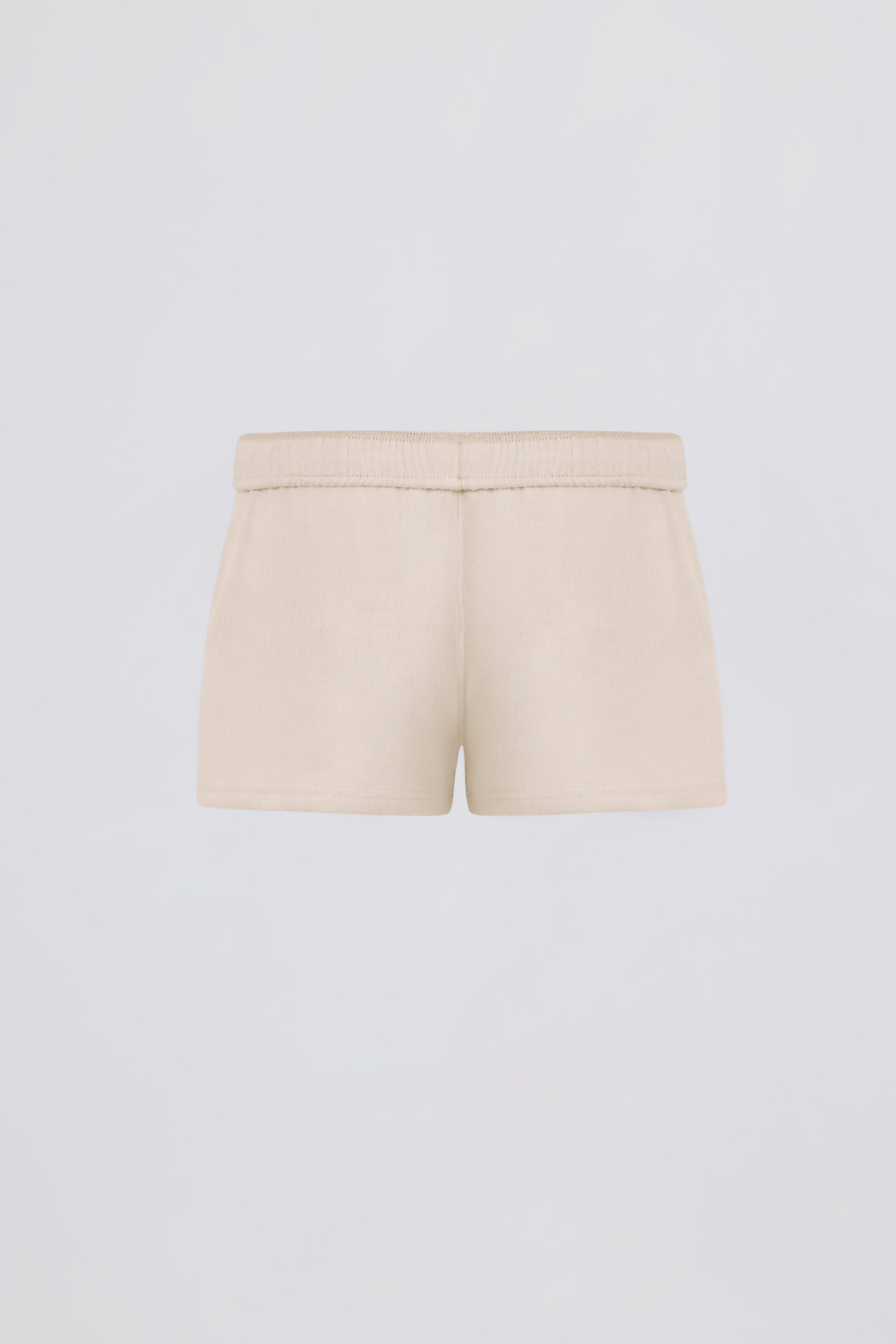 Brushed Jersey Elasticated Mini Shorts in Ecru