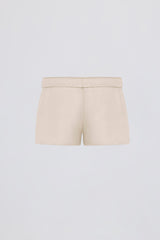Brushed Jersey Elasticated Mini Shorts in Ecru