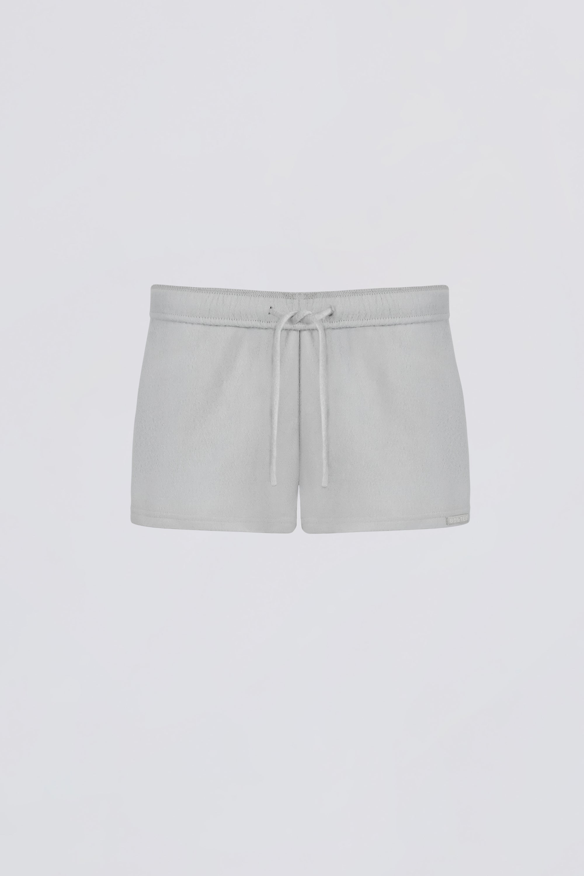 Brushed Jersey Elasticated Mini Shorts in Fog Grey