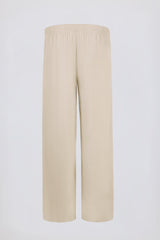 Brushed Jersey Wide-Leg Joggers in Ecru