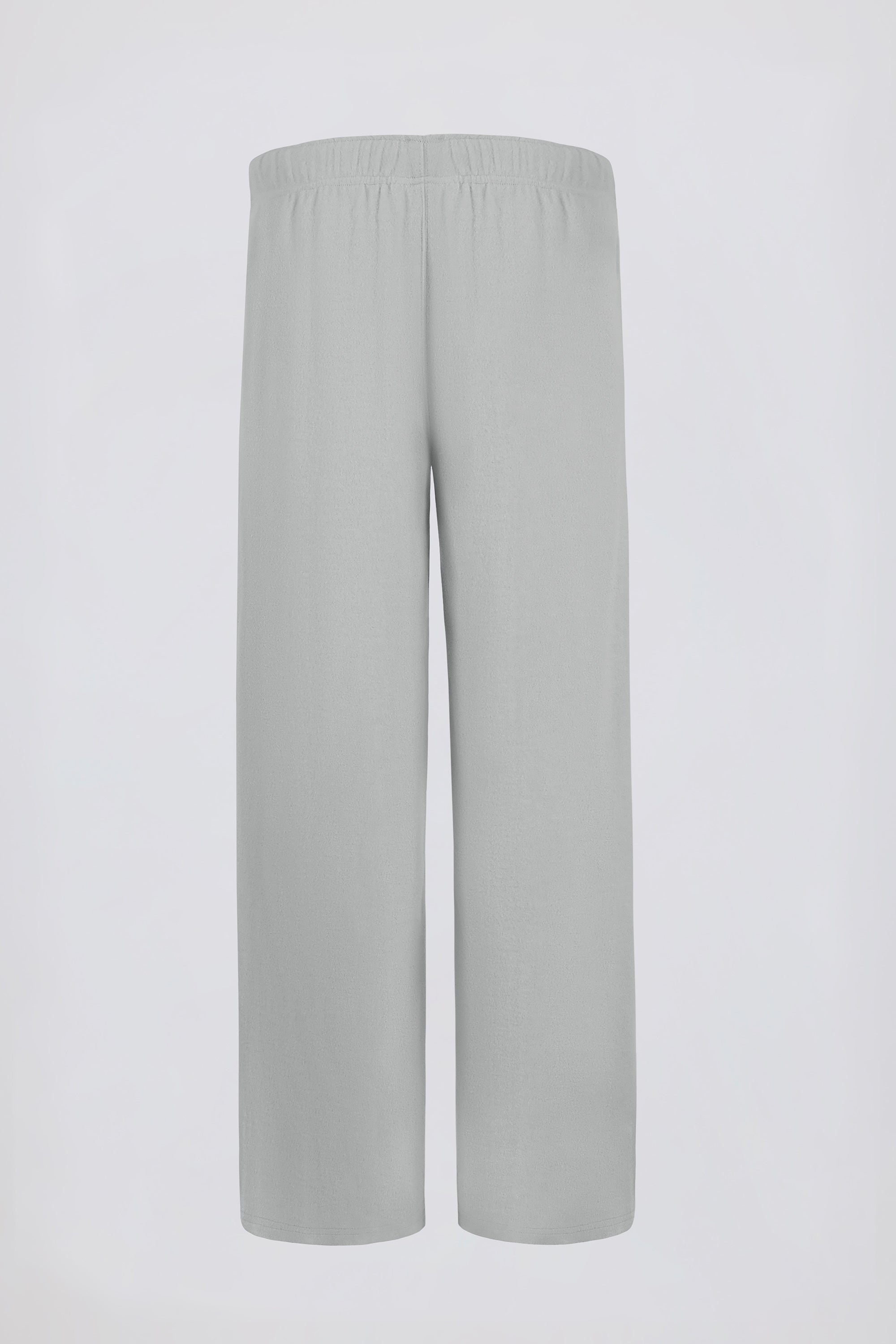 Brushed Jersey Wide-Leg Joggers in Fog Grey