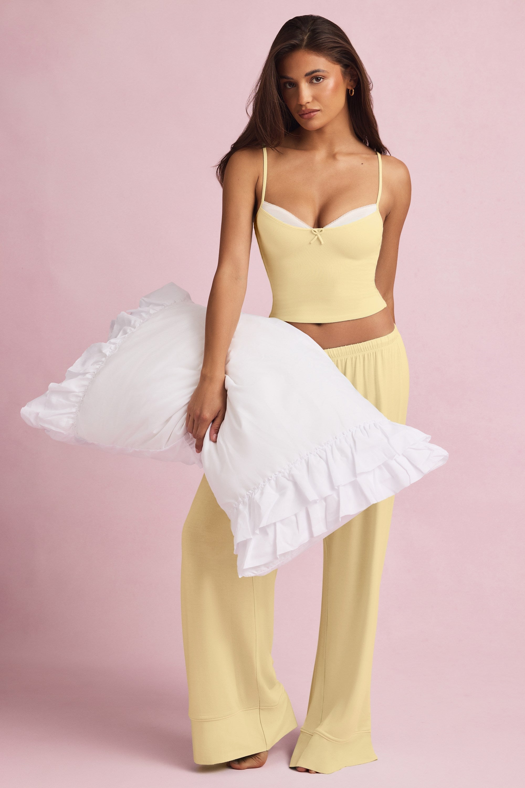 Modal Camisole Pyjama Top in Pastel Yellow