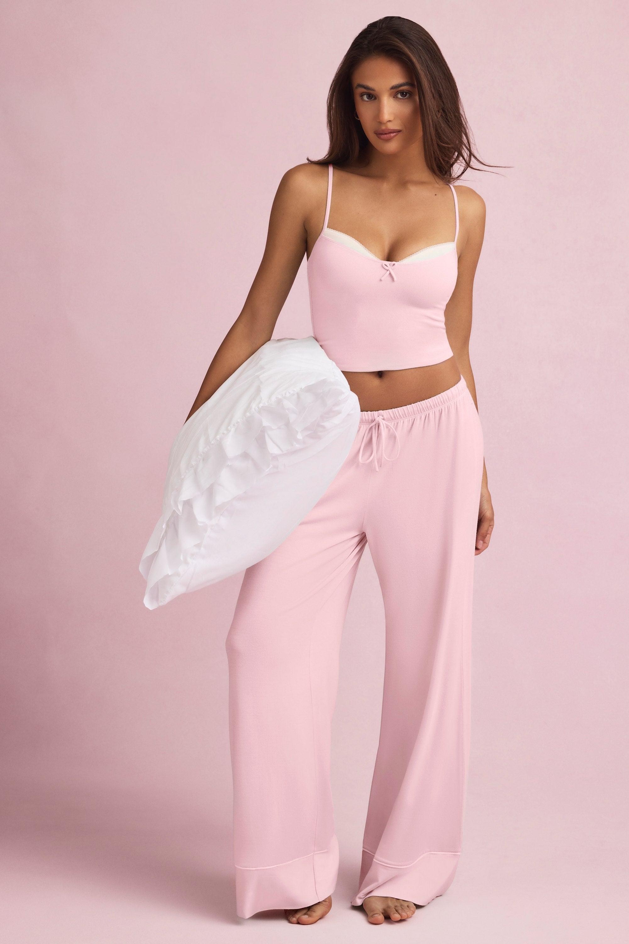 Modal Mid-Rise Pyjama Trousers in Baby Pink