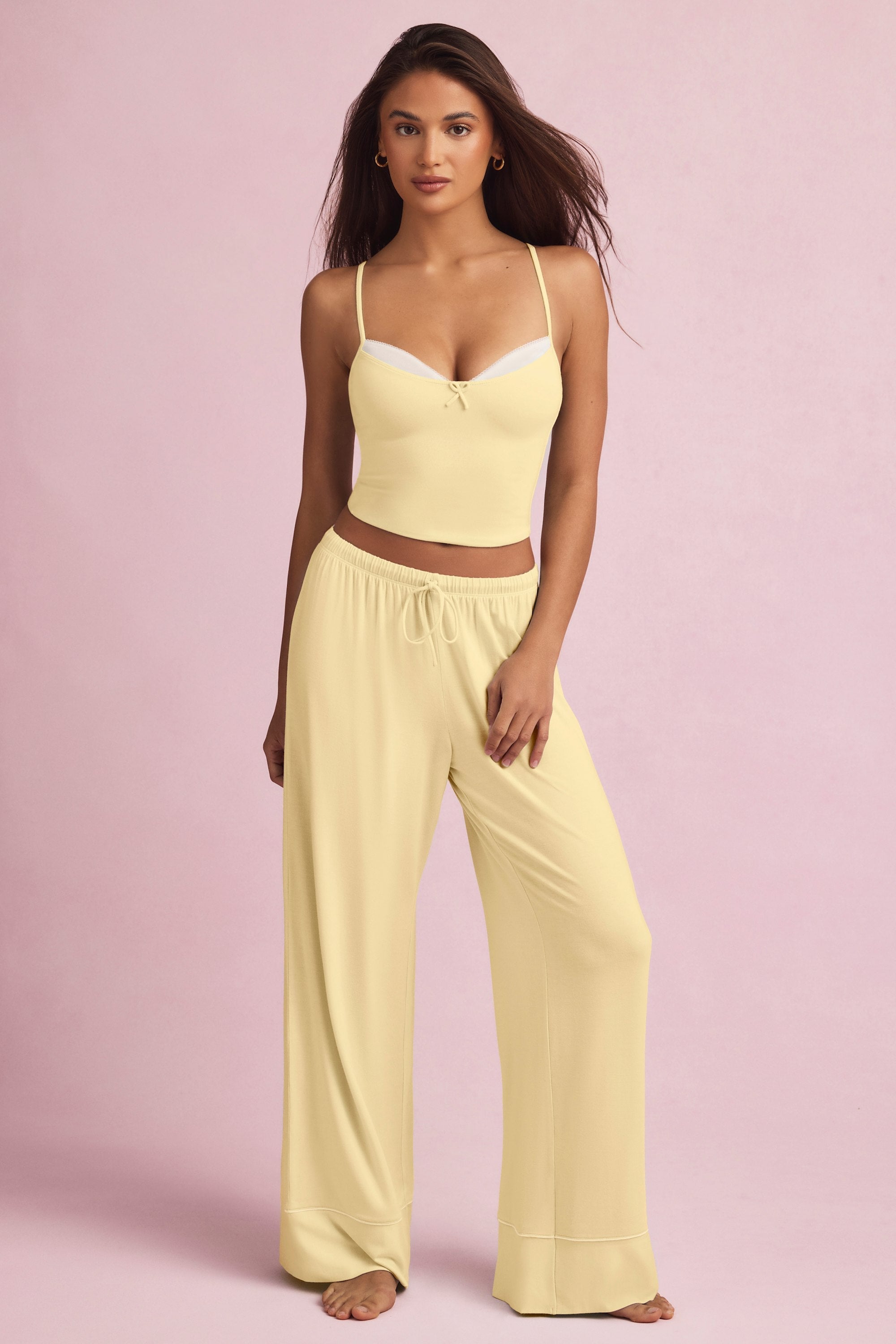 Modal Mid-Rise Pyjama Trousers in Pastel Yellow