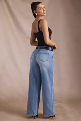 Low-Rise Wide-Leg Jeans in Vintage Wash
