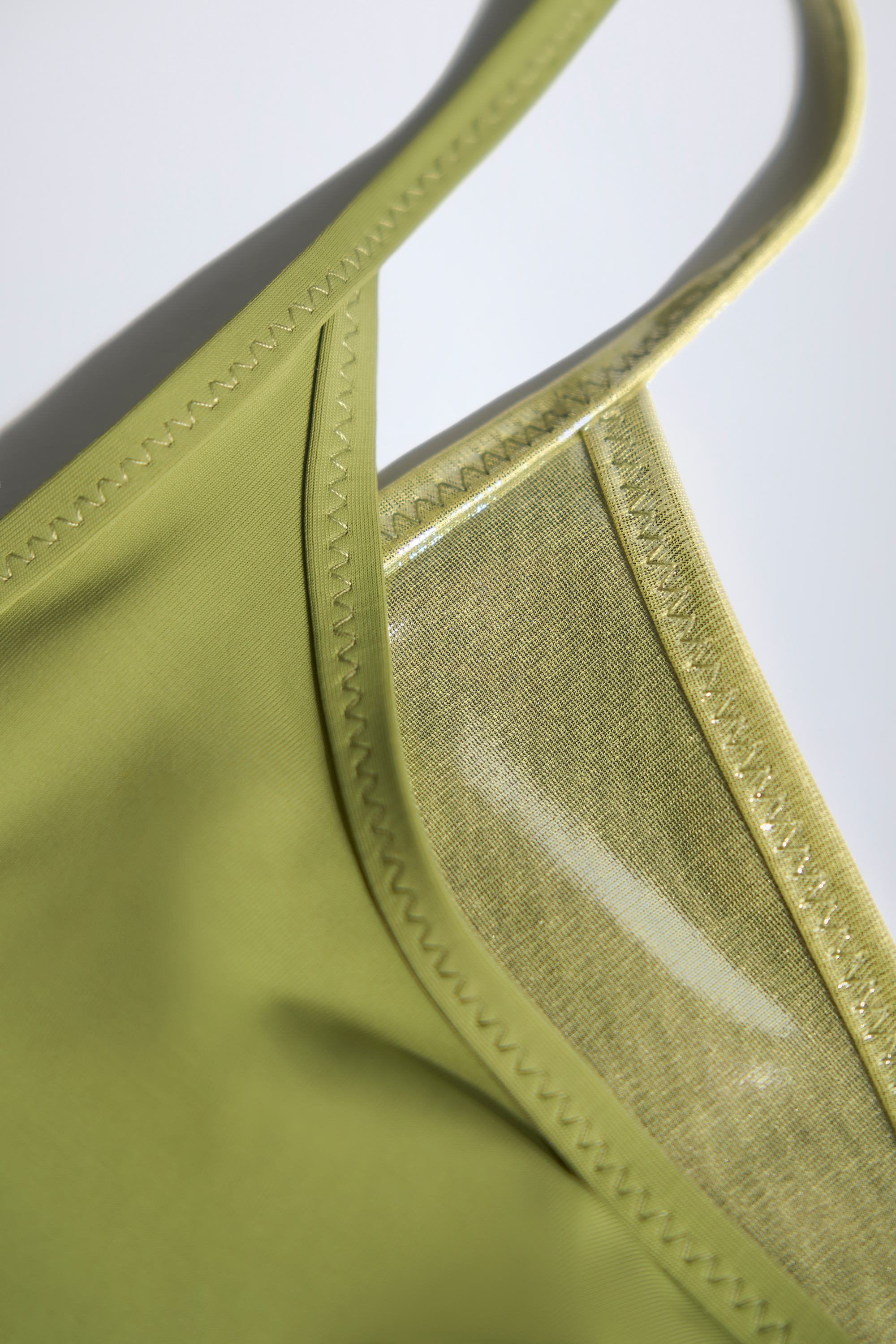 Metallic Layered Bikini Top in Olive Green