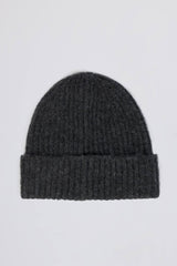 Knit Beanie Hat in Charcoal Marl