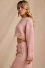 Cropped Knit Jumper in Blush Pink