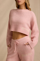 Cropped Knit Jumper in Blush Pink