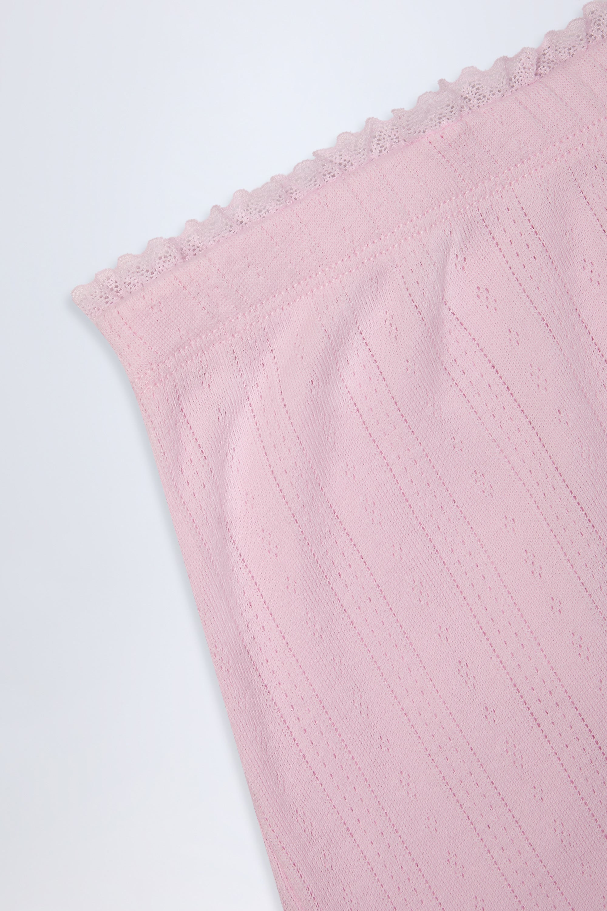 Pointelle Mid-Rise Straight-Leg Trousers in Baby Pink