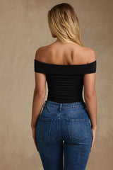 Modal Cut-Out Off-Shoulder Bodysuit in Black