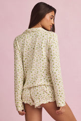 Modal Long-Sleeve Pyjama Top in Lemon Print
