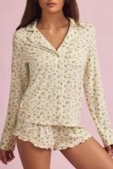 Modal Long-Sleeve Pyjama Top in Lemon Print