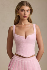 Lace-Up Corset Top in Soft Pink