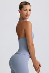 Define Luxe Halterneck Tank Top in Blue Grey