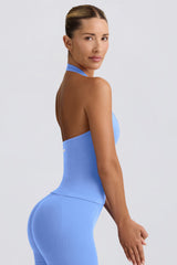 Define Luxe Halterneck Tank Top in Light Blue