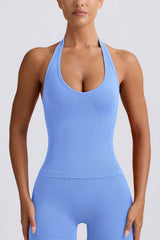 Define Luxe Halterneck Tank Top in Light Blue