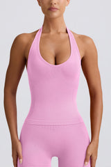 Define Luxe Halterneck Tank Top in Rose