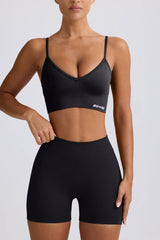 Define Luxe V-Neck Sports Bra in Black