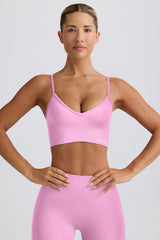 Define Luxe V-Neck Sports Bra in Rose