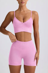 Define Luxe V-Neck Sports Bra in Rose