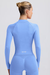 Define Luxe Zip-Up Jacket in Light Blue