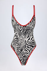 Cross-Back Swimsuit in Zebra Print