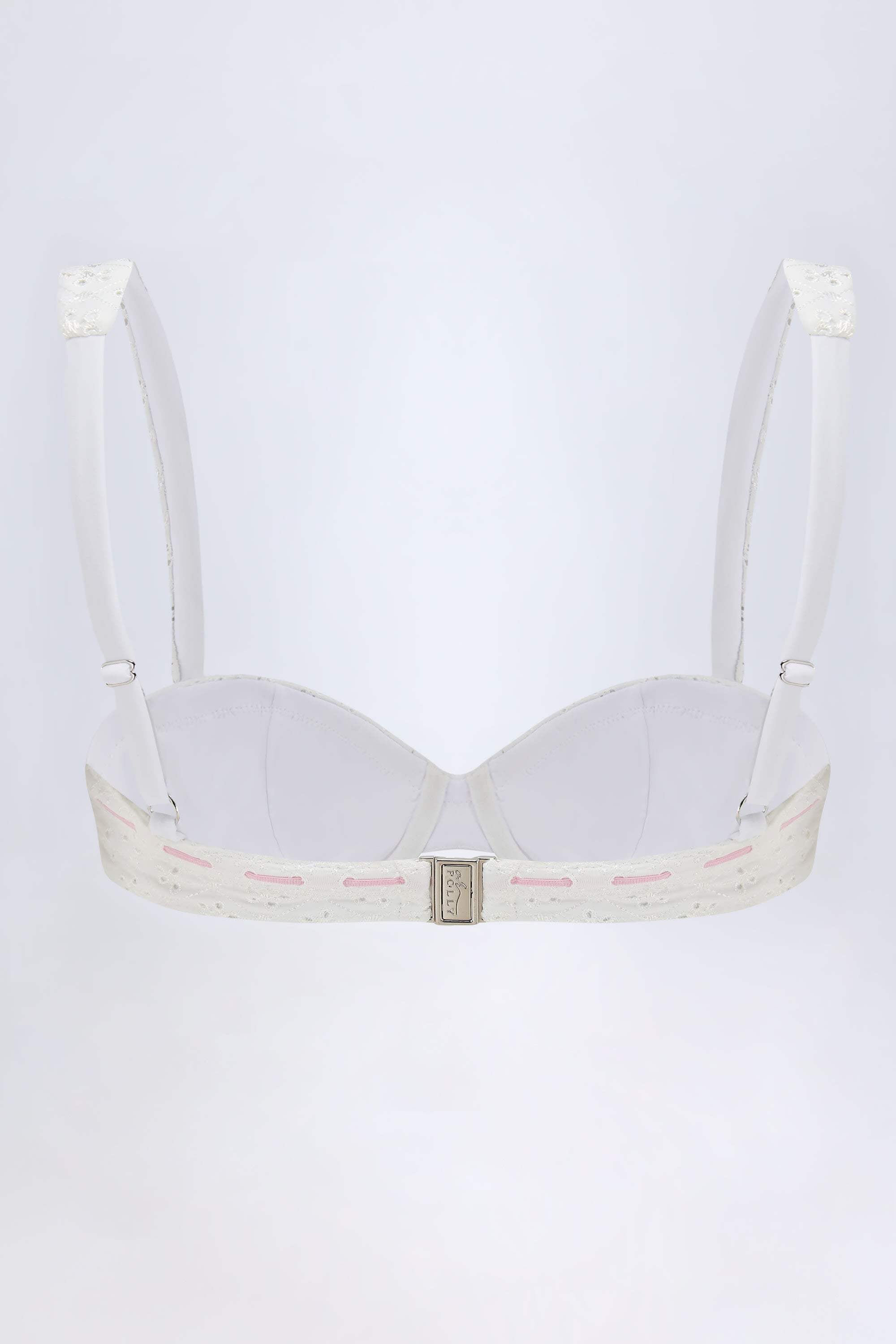 Broderie Anglaise Underwired Balconette Bikini Top in White