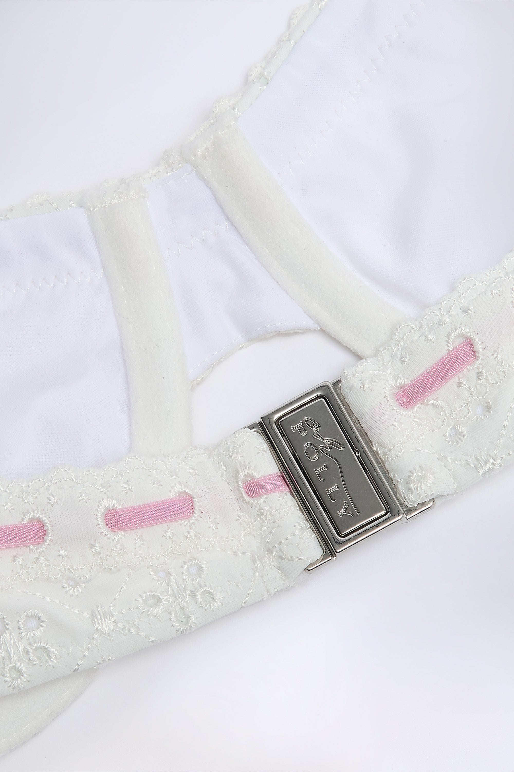 Broderie Anglaise Underwired Balconette Bikini Top in White