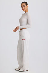 Mid-Rise Wide-Leg Joggers in Grey Marl