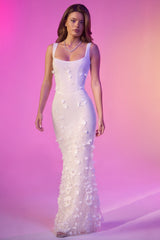 Embellished Fishtail Corset Gown in White