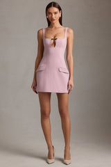 Cut-Out Structured A-Line Mini Dress in Mauve